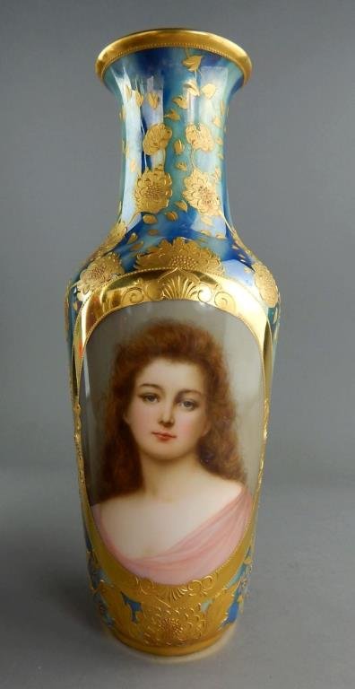 Royal Vienna Iridescent Porcelain Portrait Vase (1 of 7)