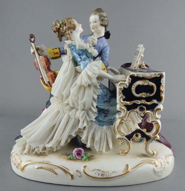 Hand Painted Porcelain Musical Lovers Figurine (1 of 7)