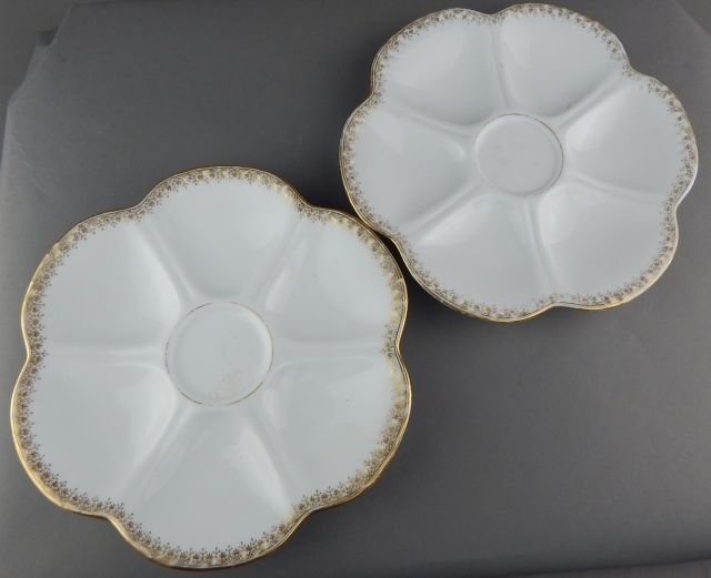 Two Fine Hand Painted Porcelain Oyster Plates (1 of 3)