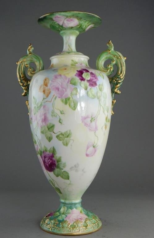 Belleek Hand Painted Porcelain Two Handle Vase (1 of 9)