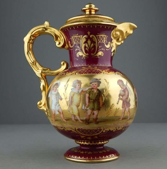 Royal Vienna Hand Painted Red Porcelain Teapot (1 of 10)