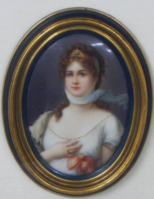 Hand Painted Porcelain Plaque in Display Frame (1 of 1)