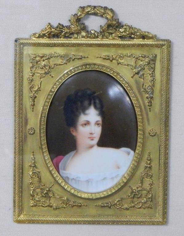 Hand Painted Porcelain Plaque in Display Frame (1 of 1)