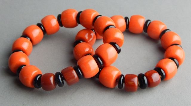 Two Coral Beaded Bracelets (1 of 2)