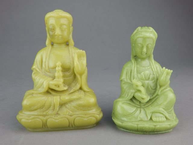 Two Chinese Carved Jade Goddess Figures (1 of 5)
