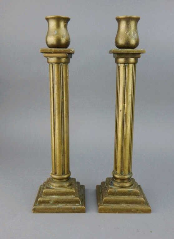 Pair of Heavy Brass Candle Sticks (1 of 2)