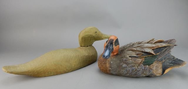 Two Vintage Carved Wood & Resin Duck Decoys (1 of 5)