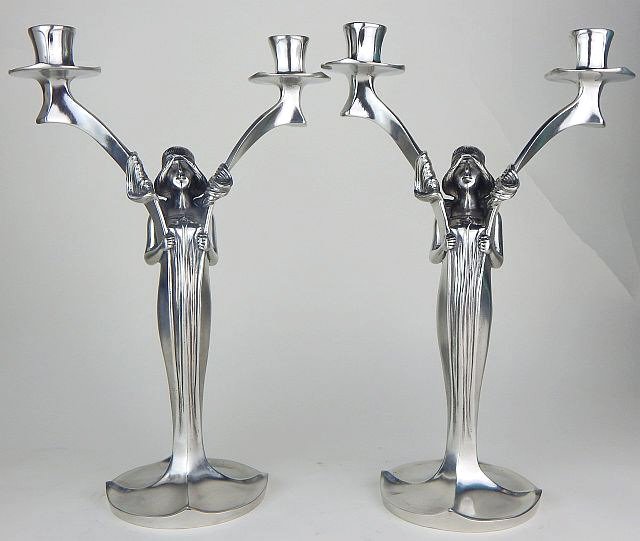 Pair of W.M.F. Art Deco Figural Candelabra (1 of 6)