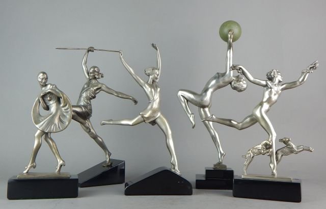 Five Art Deco Silvered Bronze Figures (1 of 8)