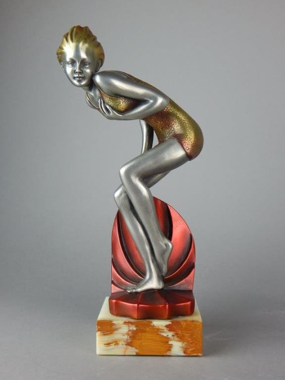 Art Deco "The Swimmer" By F. Preiss on Onyx Base (1 of 7)