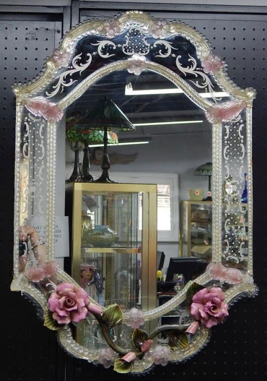Decorative Venetian Style Mirror with Roses (1 of 4)