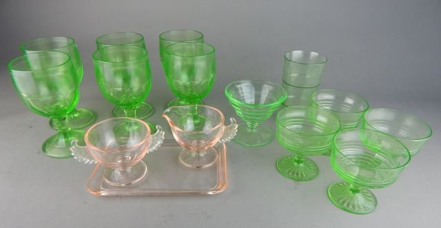 Depression Pink and Green Glass Group (1 of 5)