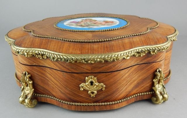 French Box w/ Gilt Ormolu and Porcelain Plaque (1 of 7)