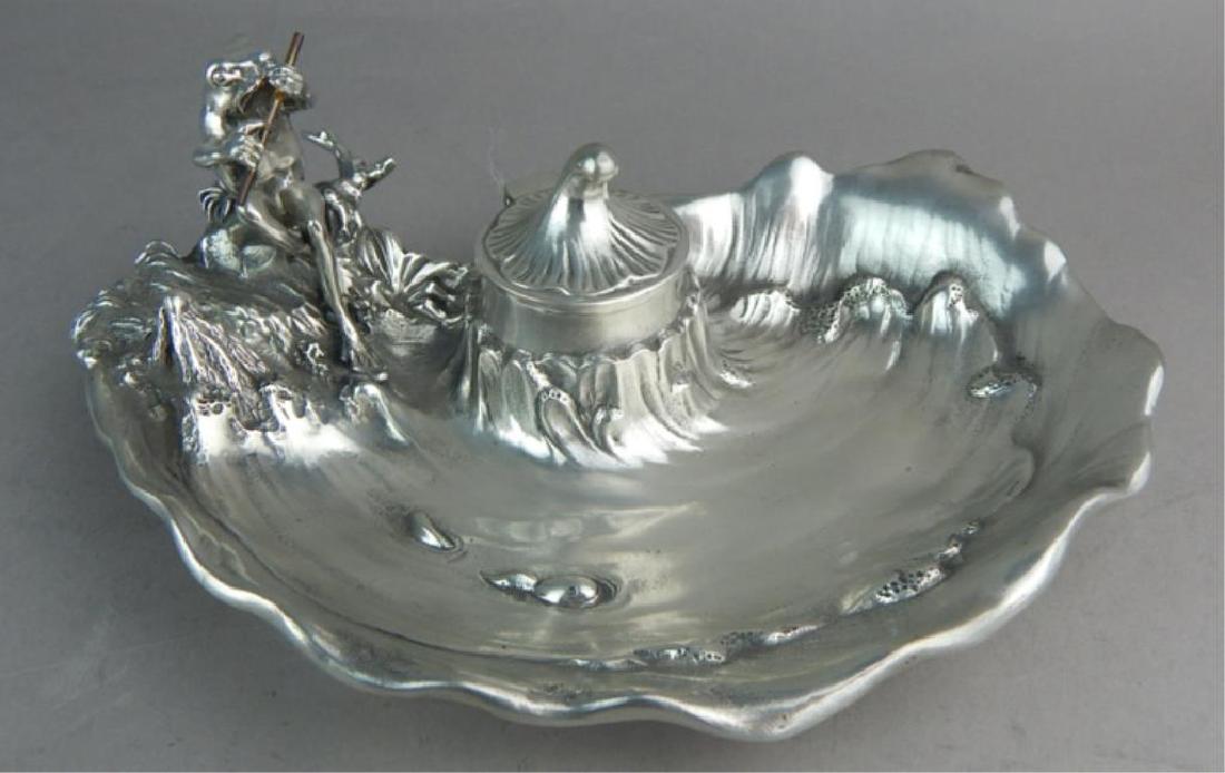 Art Nouveau WMF Style Pewter Frog & Inkwell (1 of 6)