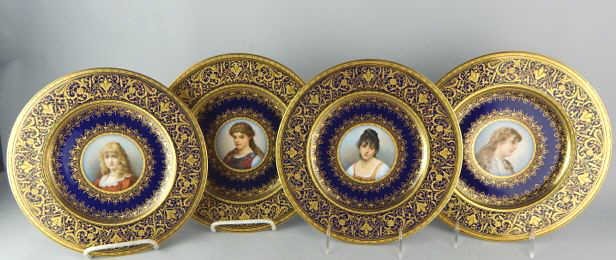 Royal Vienna Style Porcelain Portrait Plates (1 of 6)