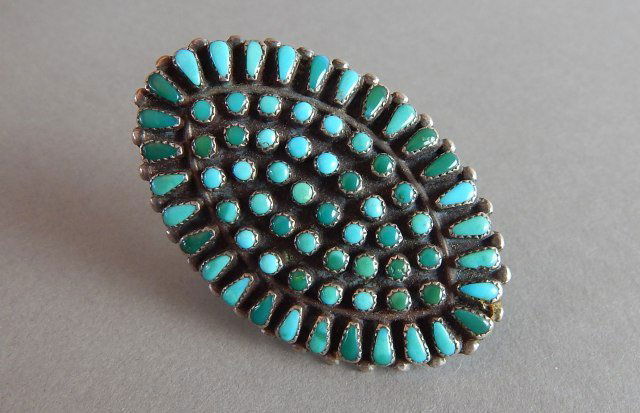 Zuni Green Turquoise Old Pawn Ring (1 of 4)
