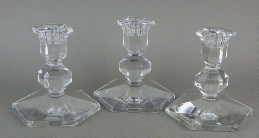 Val Saint Lambert Modern Crystal Candle Sticks (1 of 2)