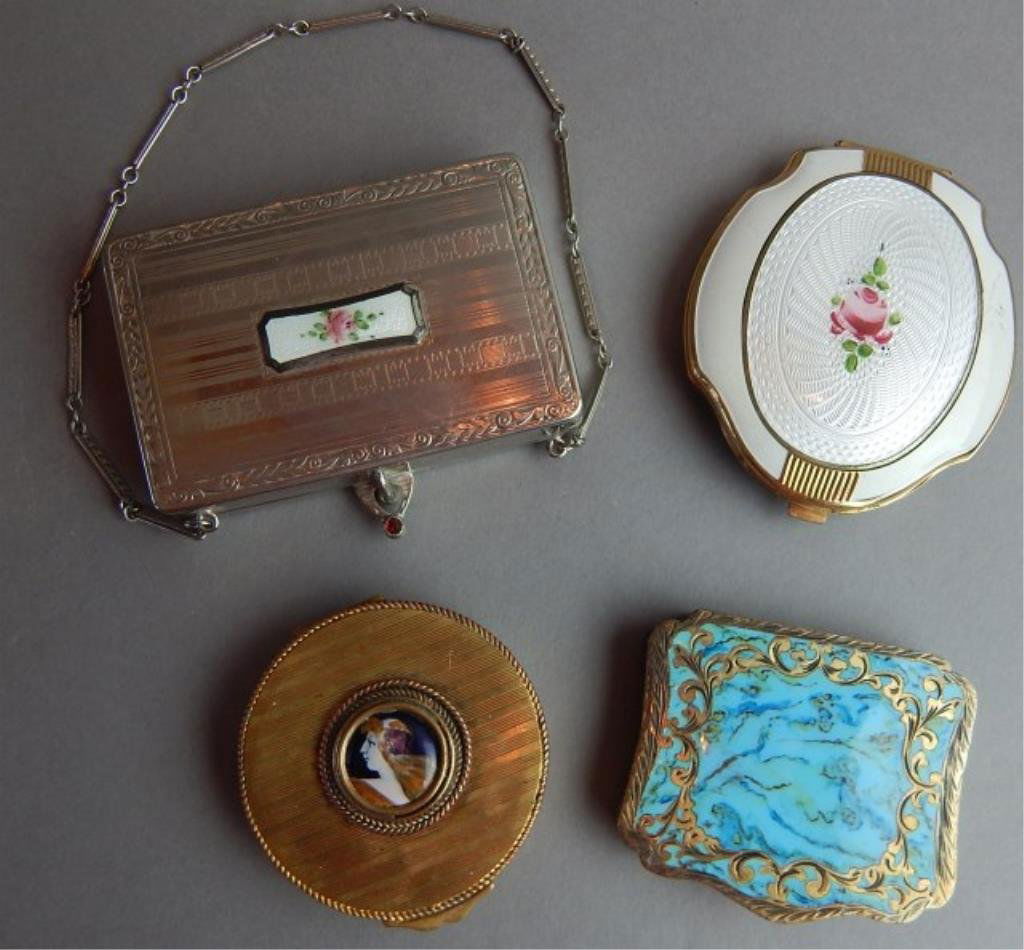 Silver and Gold Colored Enameled Compacts (1 of 10)