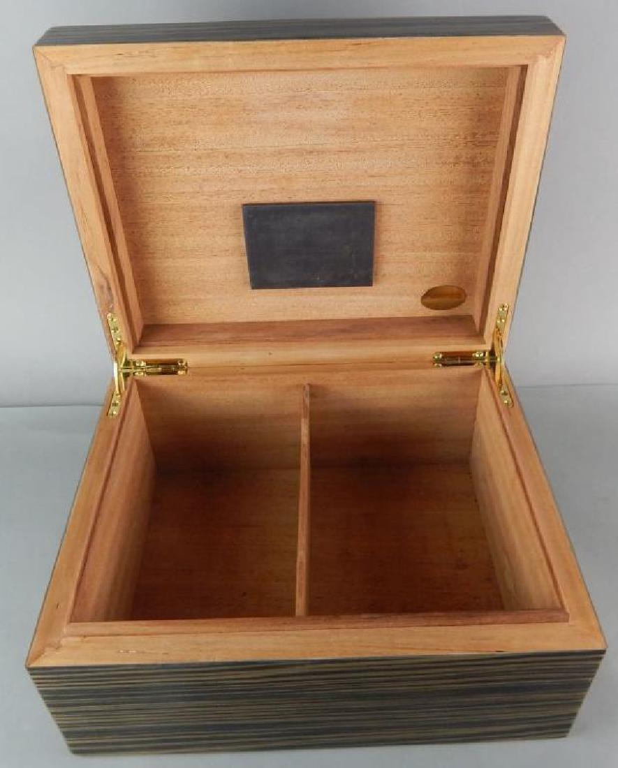 Doze' Salvadore Label Striped Hummidor: Never used. Measures 9" x 10". Estimate $150 - $250. Starting bid $40.