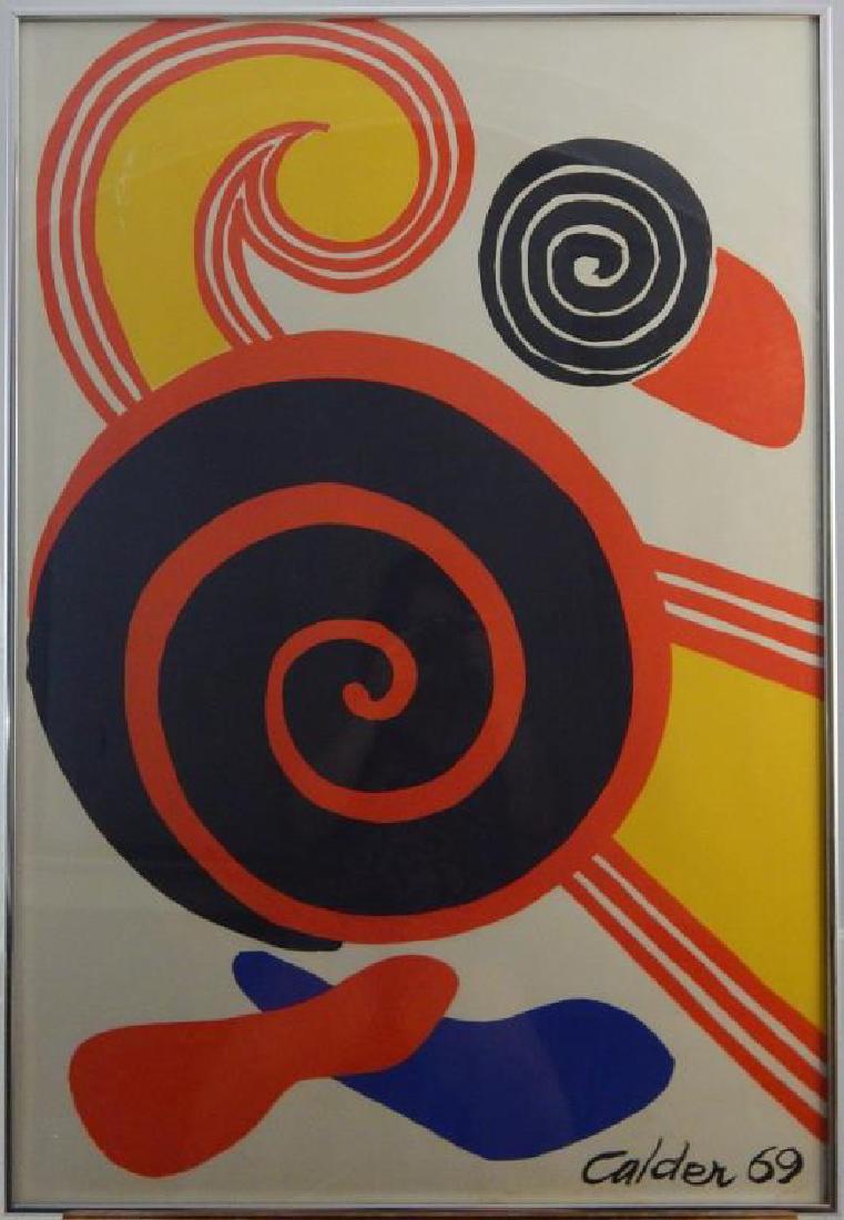 (487) Alexander Calder ": Offset lithograph. Framed measures 24 1/4" x 35 1/4". estimate $400 - $500. Starting bid $50.