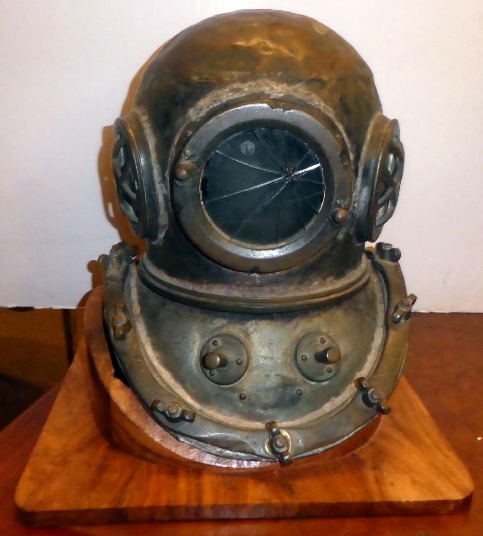 Bronze diver's helmet with shoulder assembly (1 of 6)