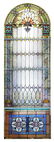 American stained glass archtop landing window