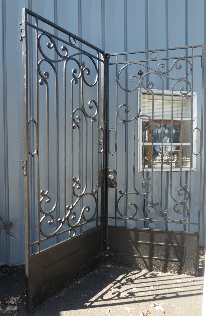 Pair of French scrolled iron entry gates (1 of 3)