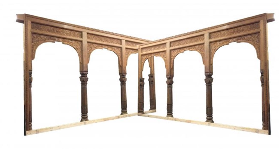 Heavily carved Indonesian teak triple arch wall (1 of 1)