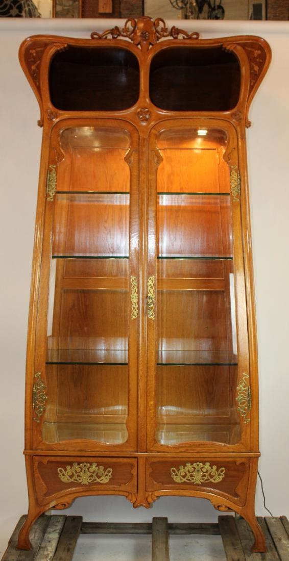 French Art Nouveau vitrine in oak (1 of 4)