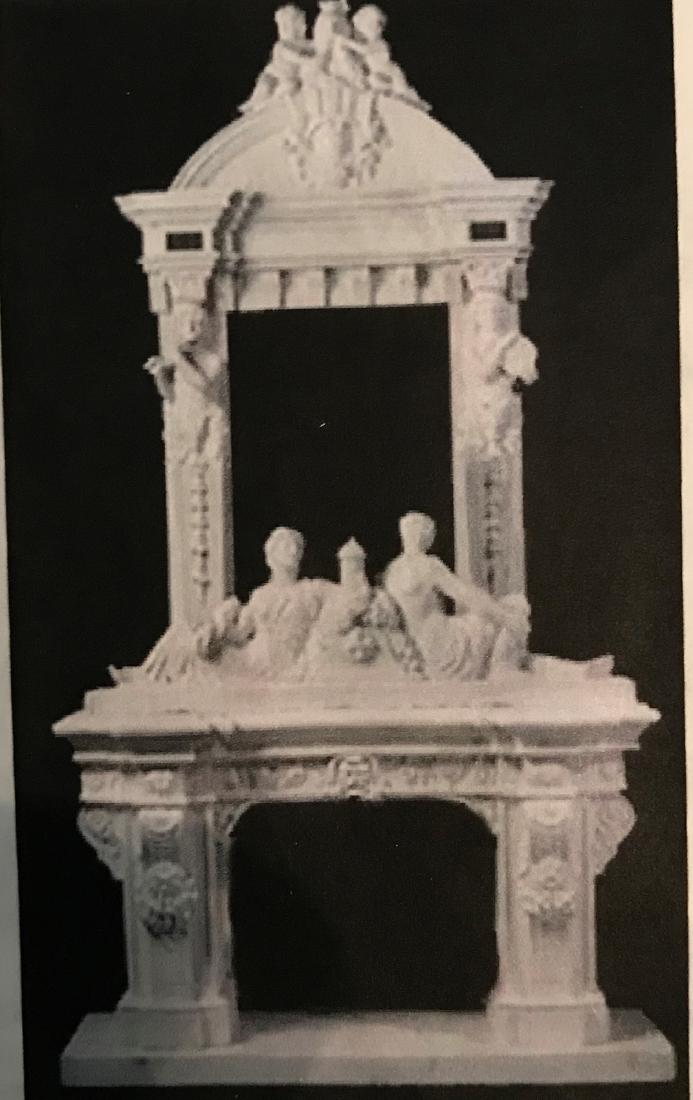 Palatial carved white marble figural mantel (1 of 4)