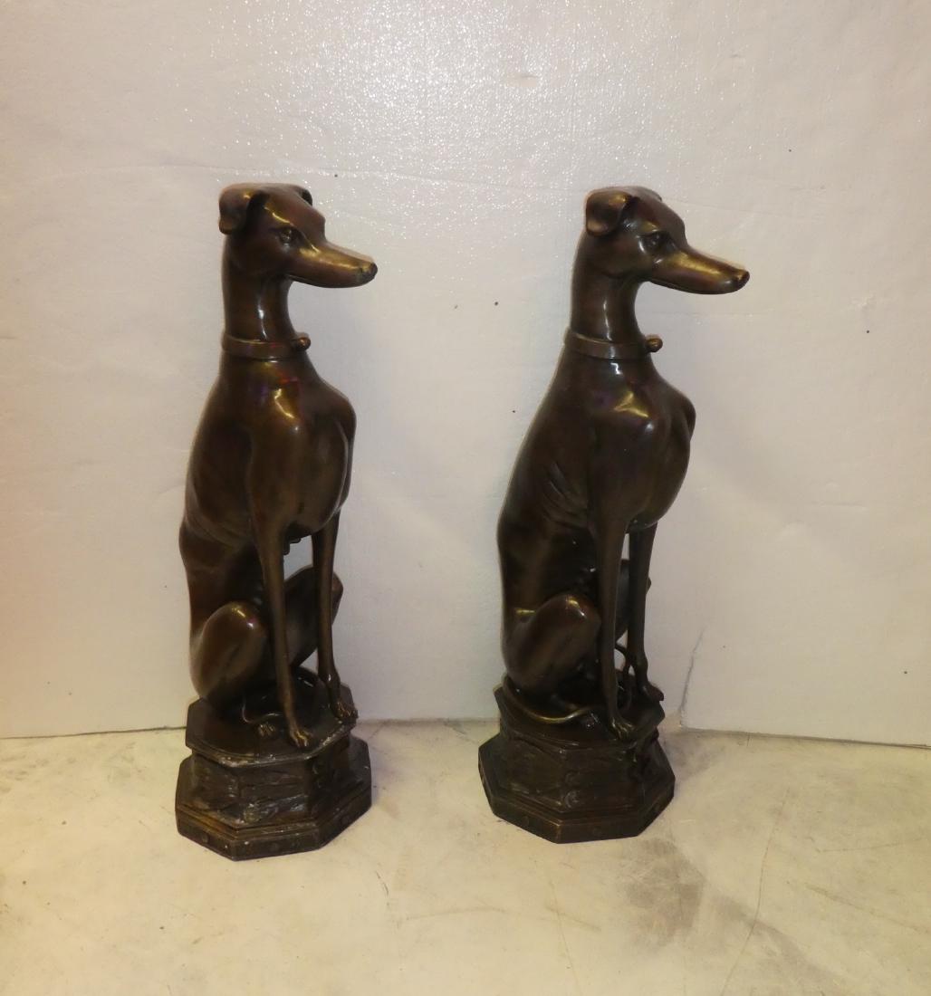 Pair bronze whippet statues (1 of 3)