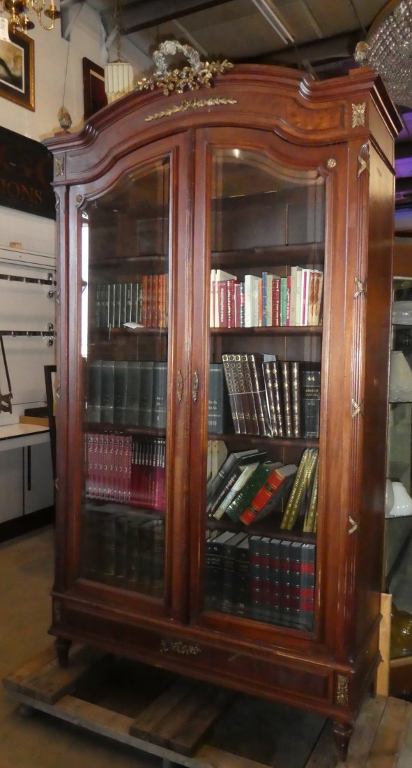French Louis XVI bookcase with beveled glass (1 of 3)