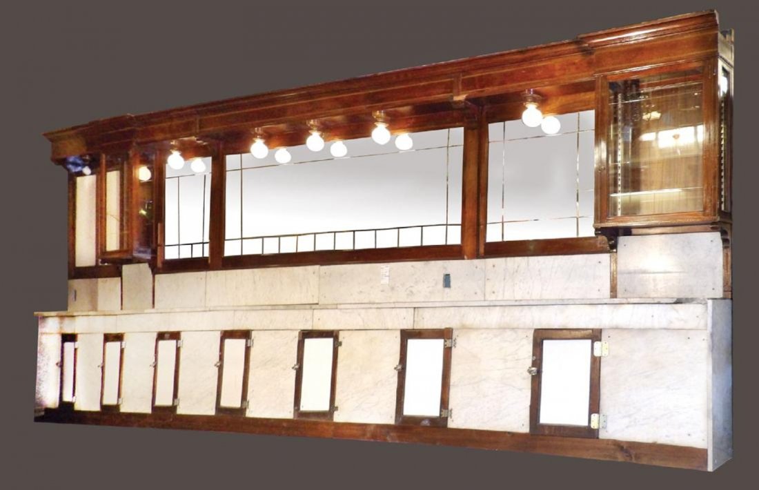 American soda fountain back bar with marble base cabine (1 of 4)
