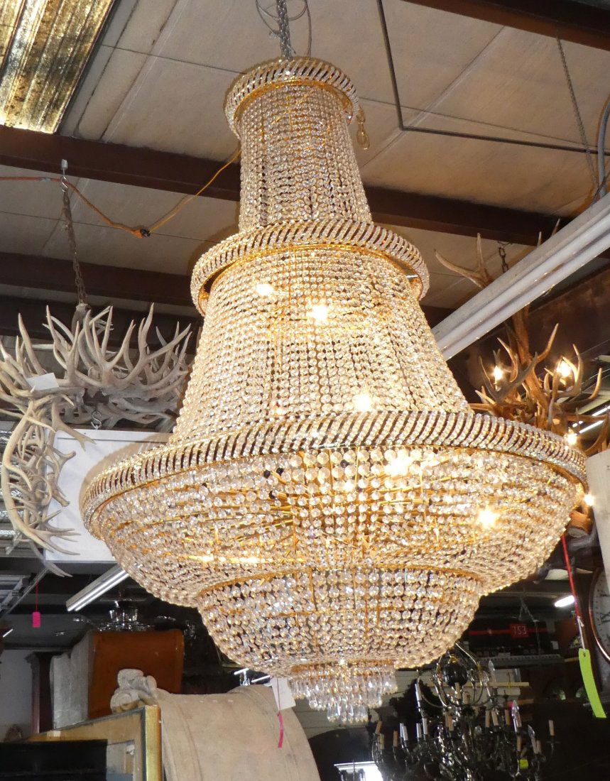 Large crystal basket chandelier (1 of 3)