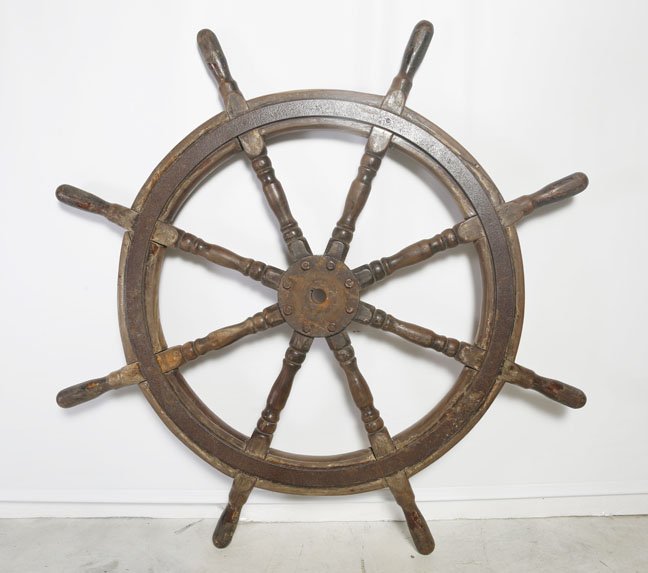 Antique Wooden Ship's Wheel: Antiques wooden ship wheel. 42" Dia