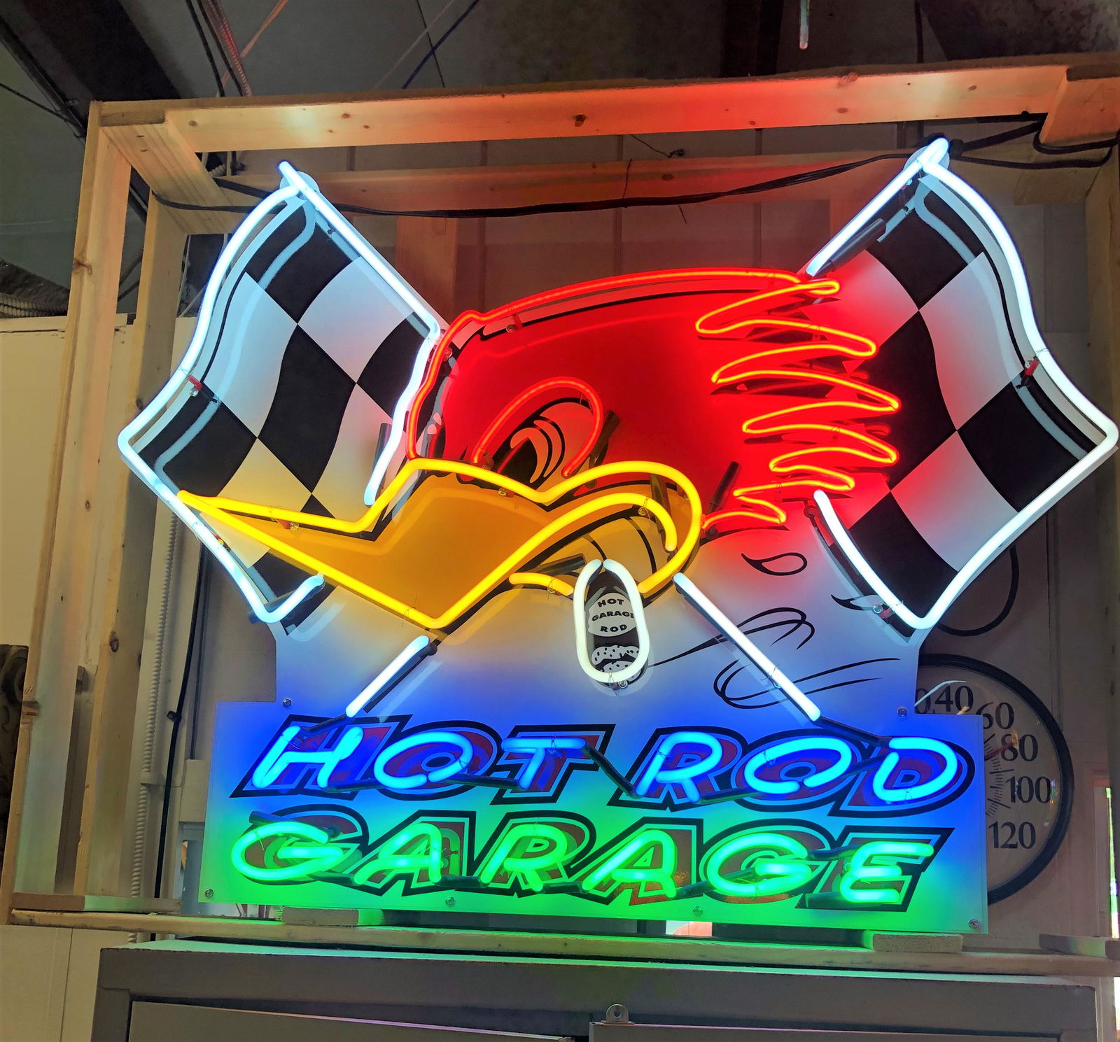 Woody Woodpecker Hot Rod Garage Neon (1 of 4)