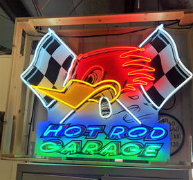 Woody Woodpecker Hot Rod Garage Neon