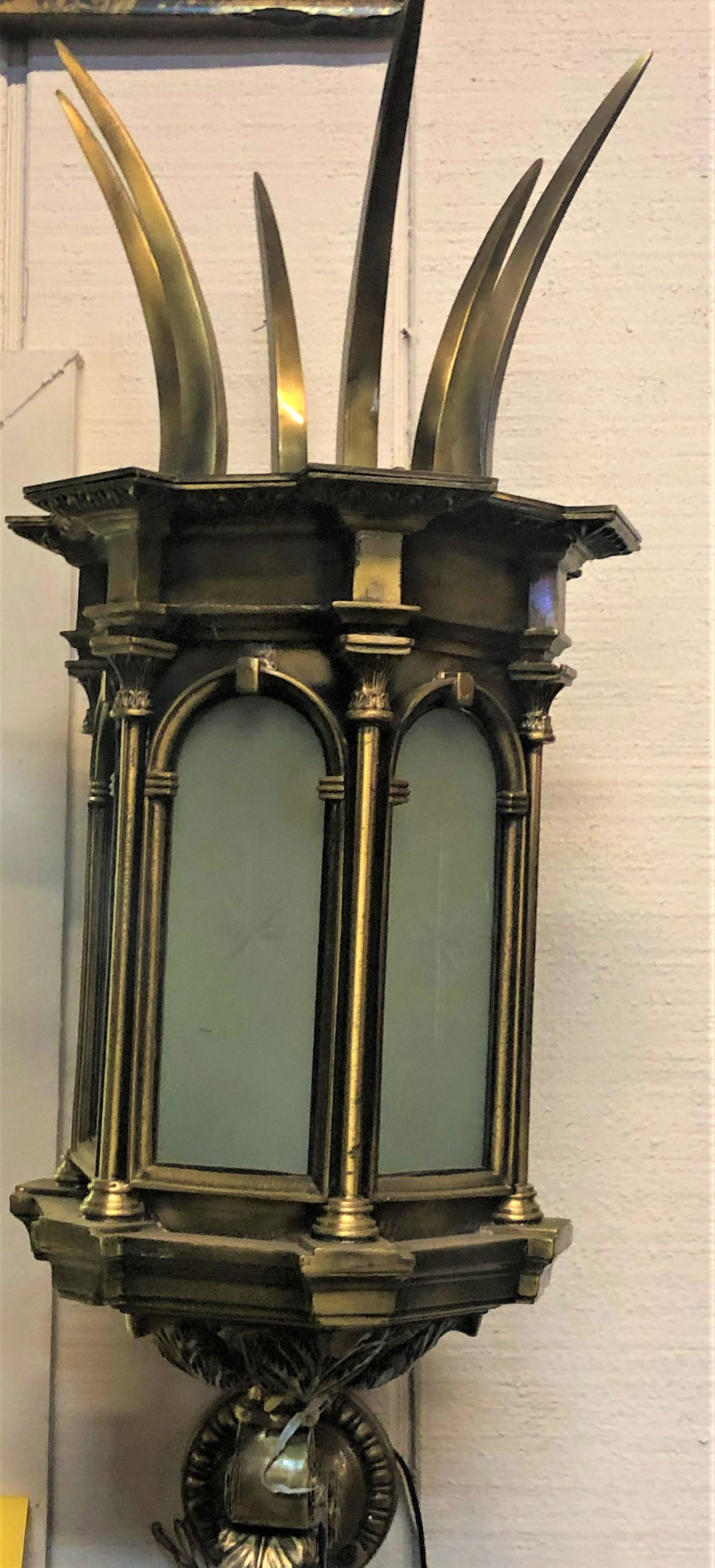 Pair of Gothic Bronze Sconces with Spires (1 of 5)