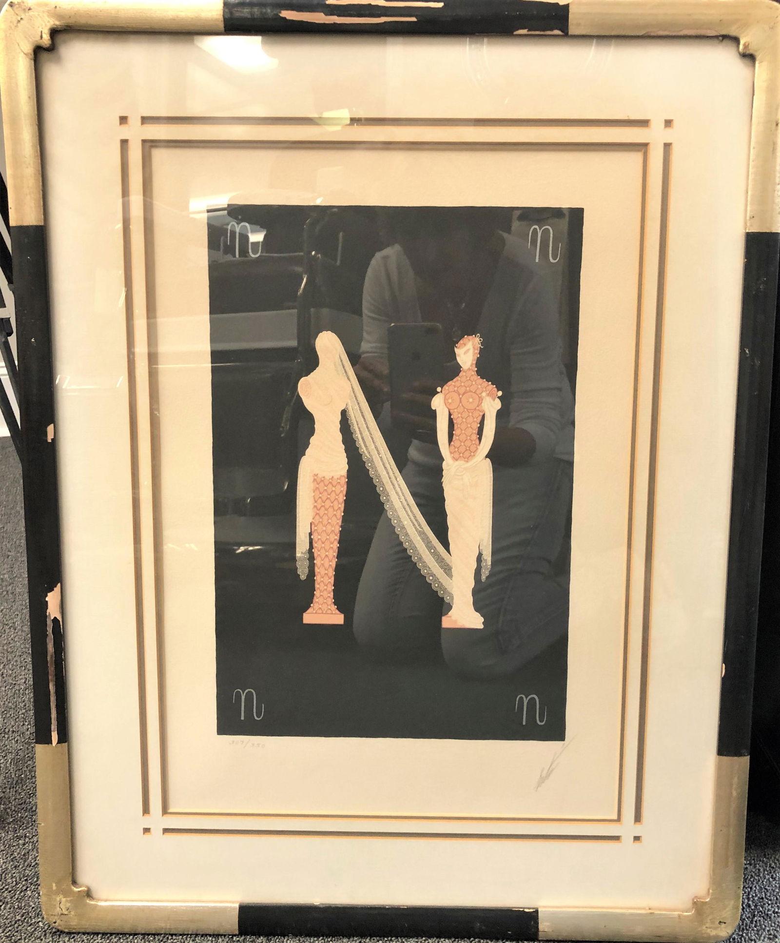 Framed Erte "W" from the Alphabet Series: Framed Erte "W" from the Alphabet Series. 27" x 21" in frame