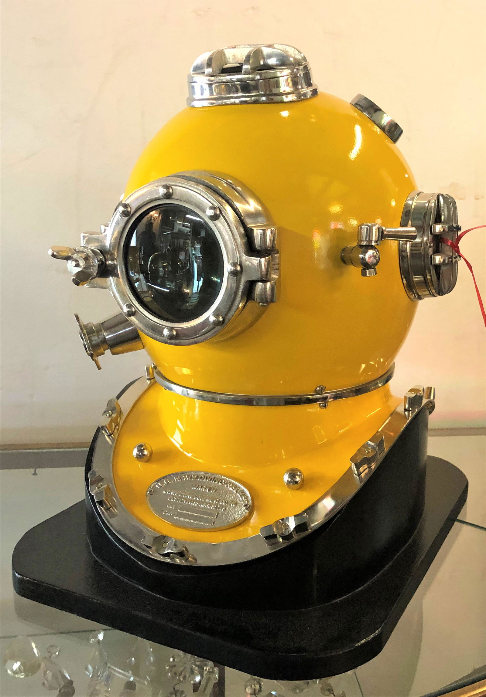 Chrome and Yellow Divers Helmet Decor (1 of 4)