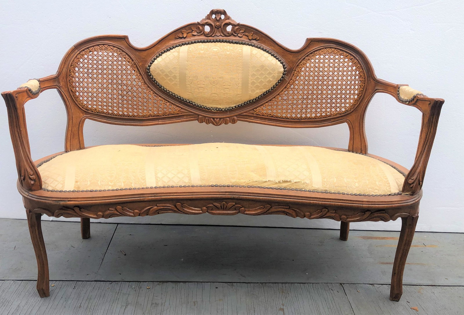 Louis XV Loveseat: Louis XV loveseat with cane. 34"h x 49"w x 20d