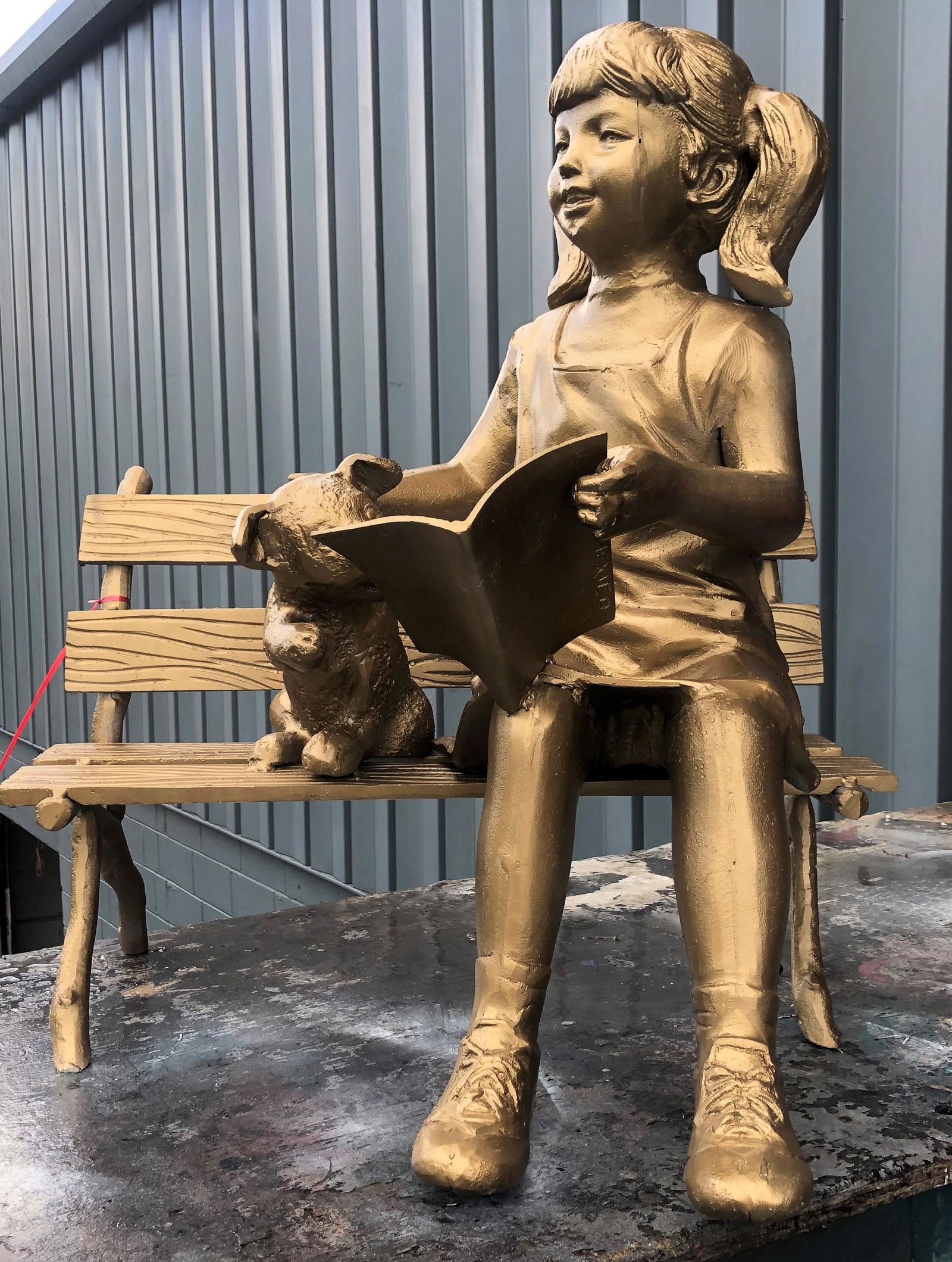 Cast Bench with Little Girl Reading (1 of 5)