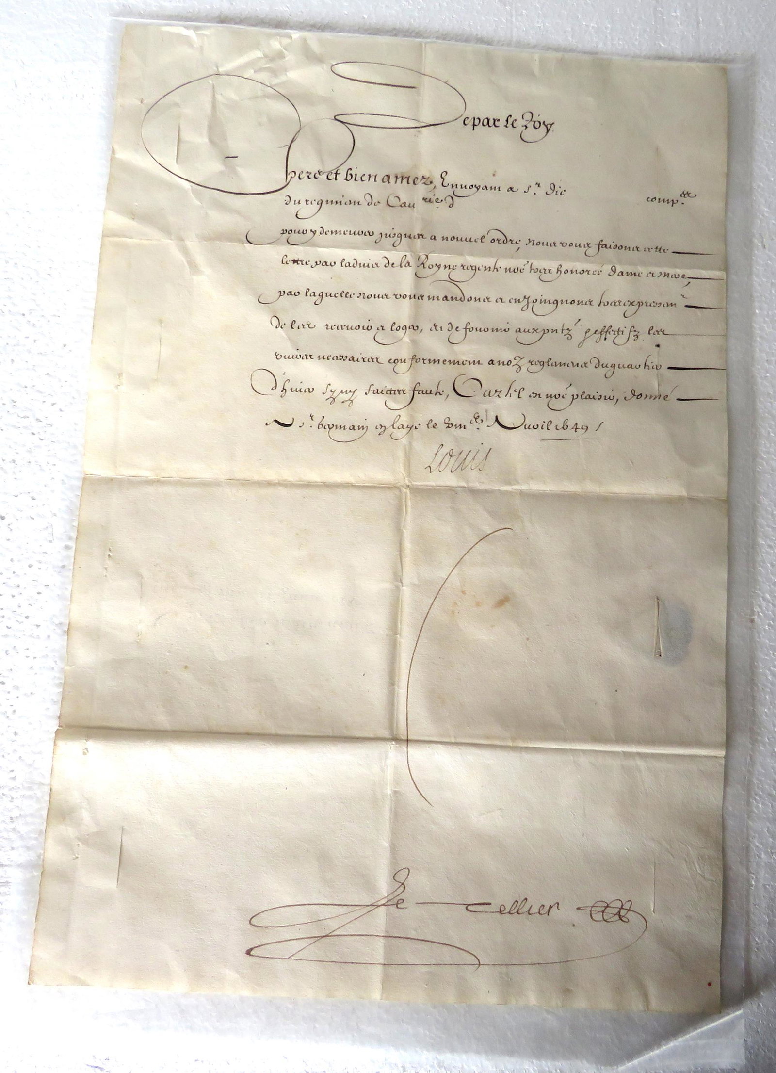 Letter from the Monarch of France (1 of 4)