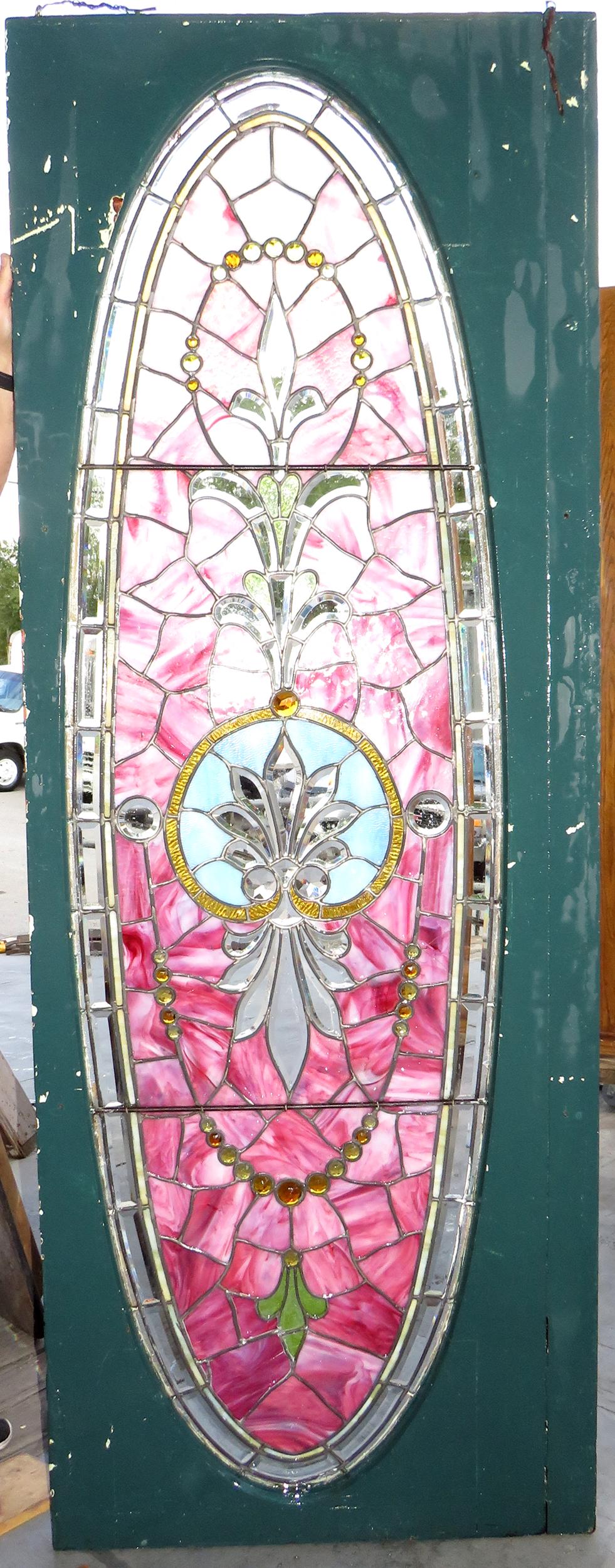 Oval Stained and Beveled Glass Window (1 of 3)