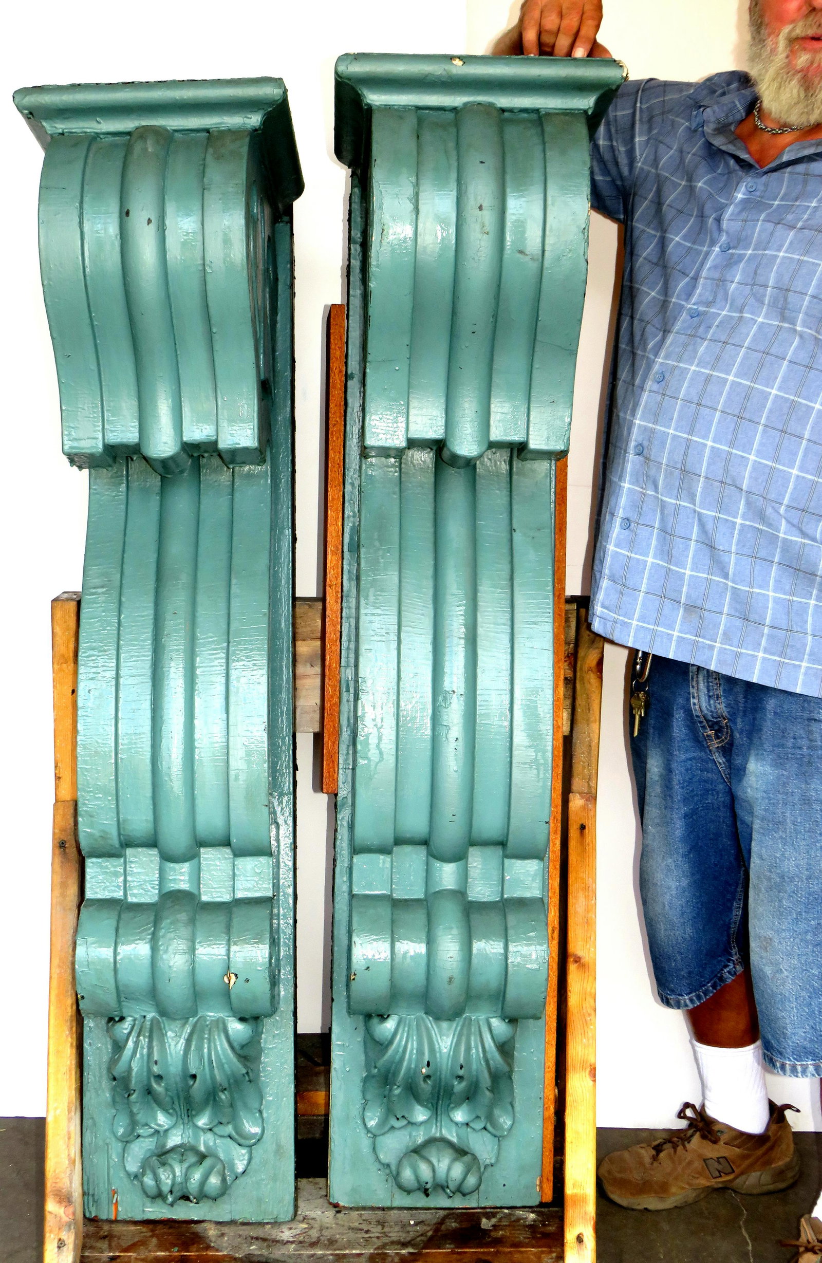 Pair of Large Green Corbels (1 of 3)