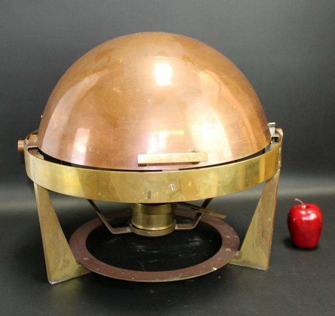 Period Art Deco Copper and Bronze Roll Top Chafing Dish (1 of 9)