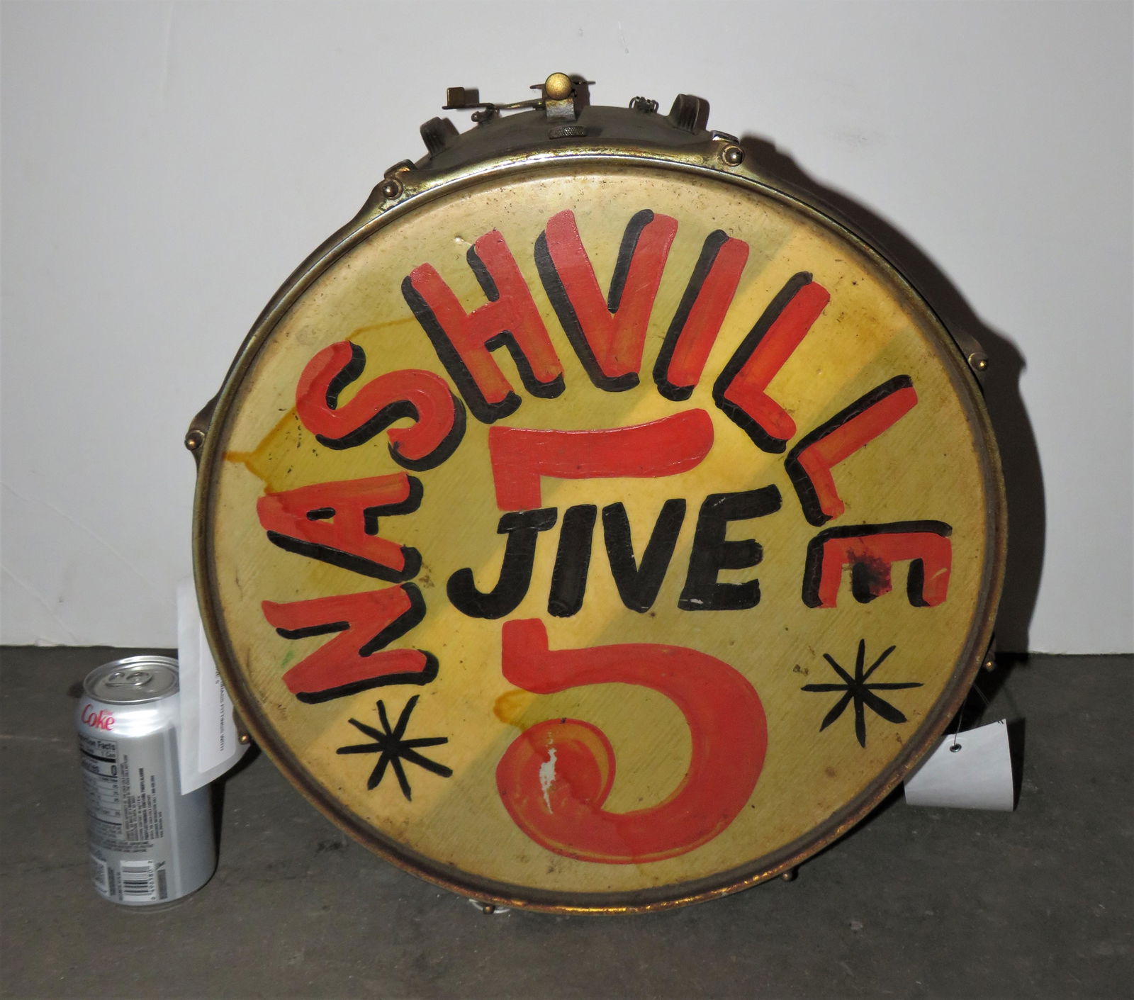 Vintage Drum with Brass Fittings and Advertising (1 of 4)
