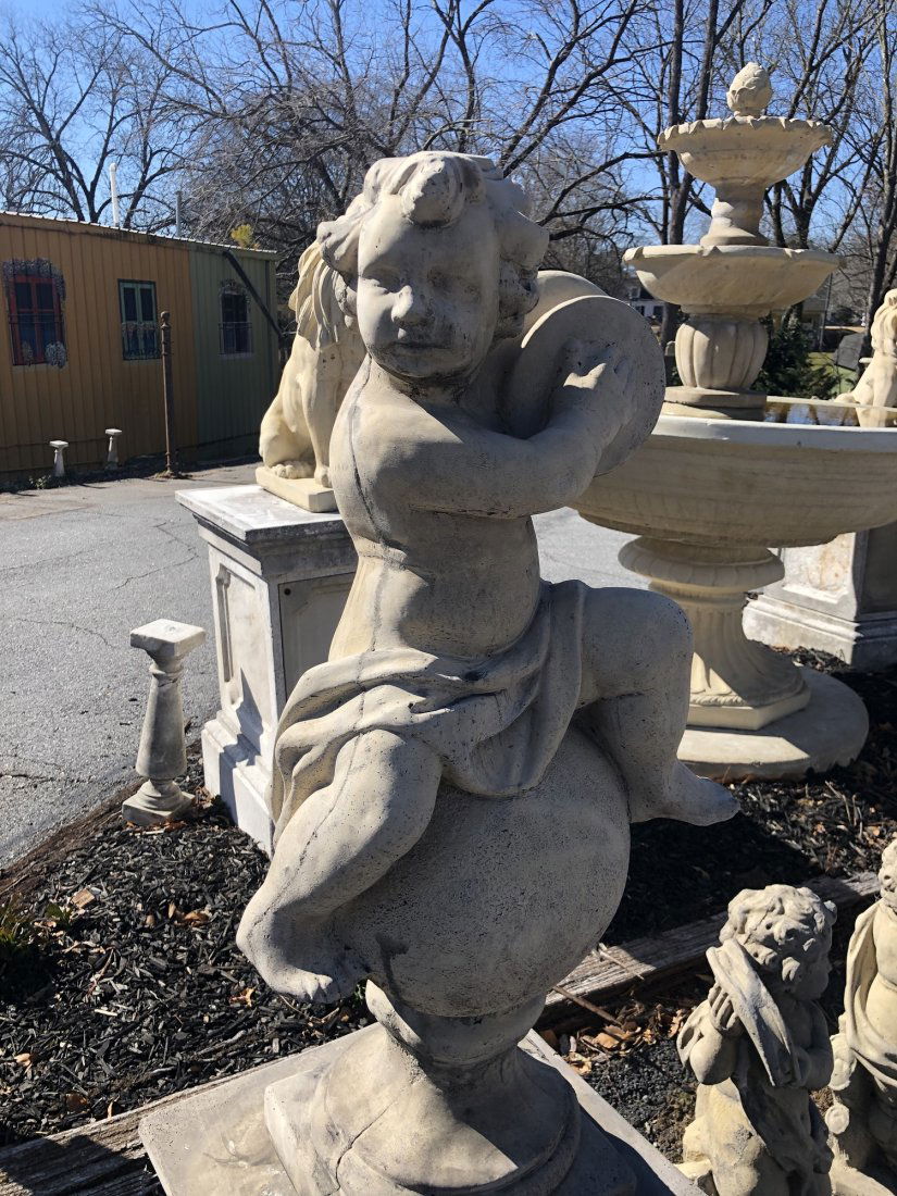 Cast Stone Garden statue of a Putto on a Ball (1 of 3)