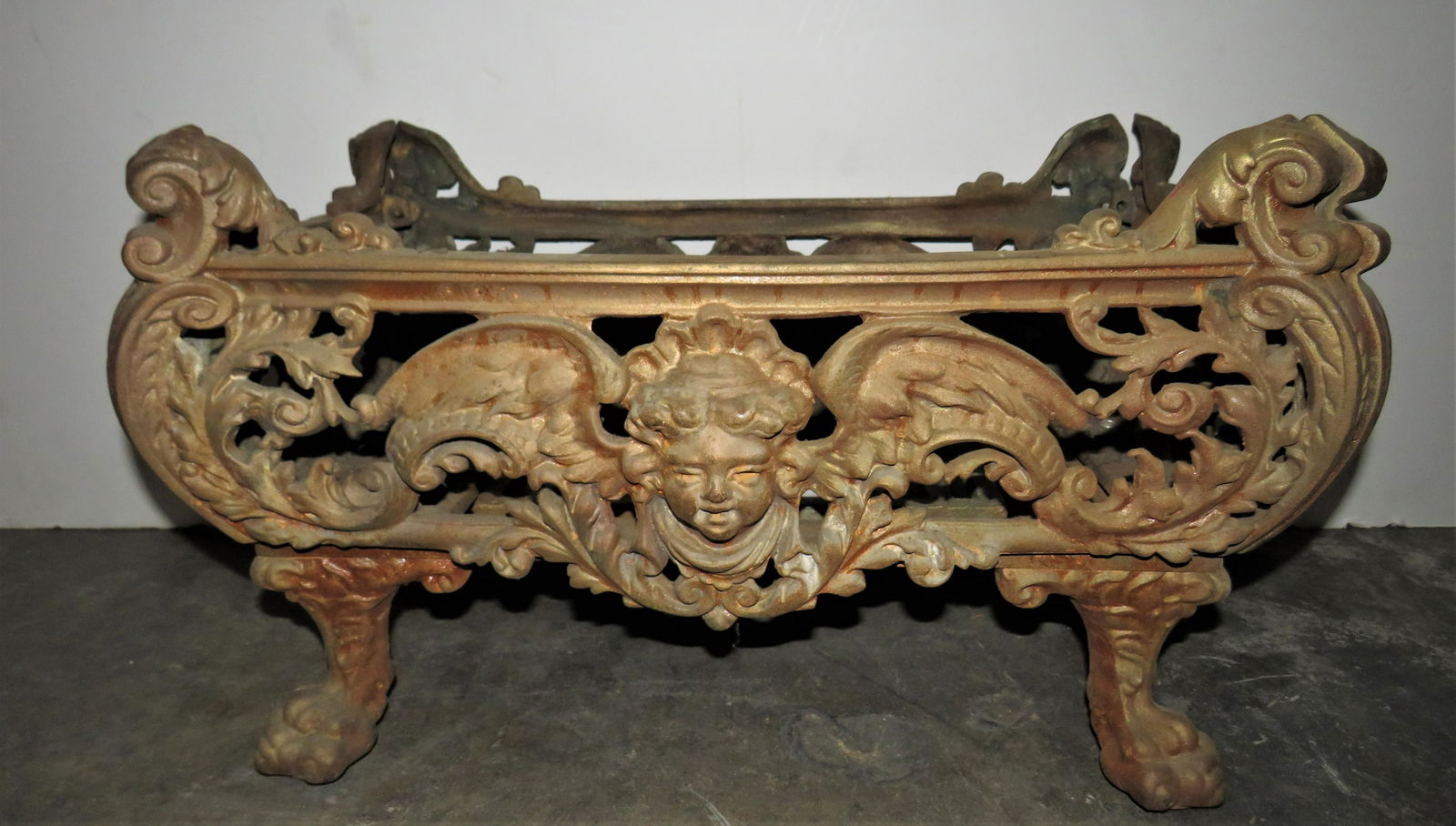 Cast Iron Rococo  fire basket / Jardiniere (1 of 5)