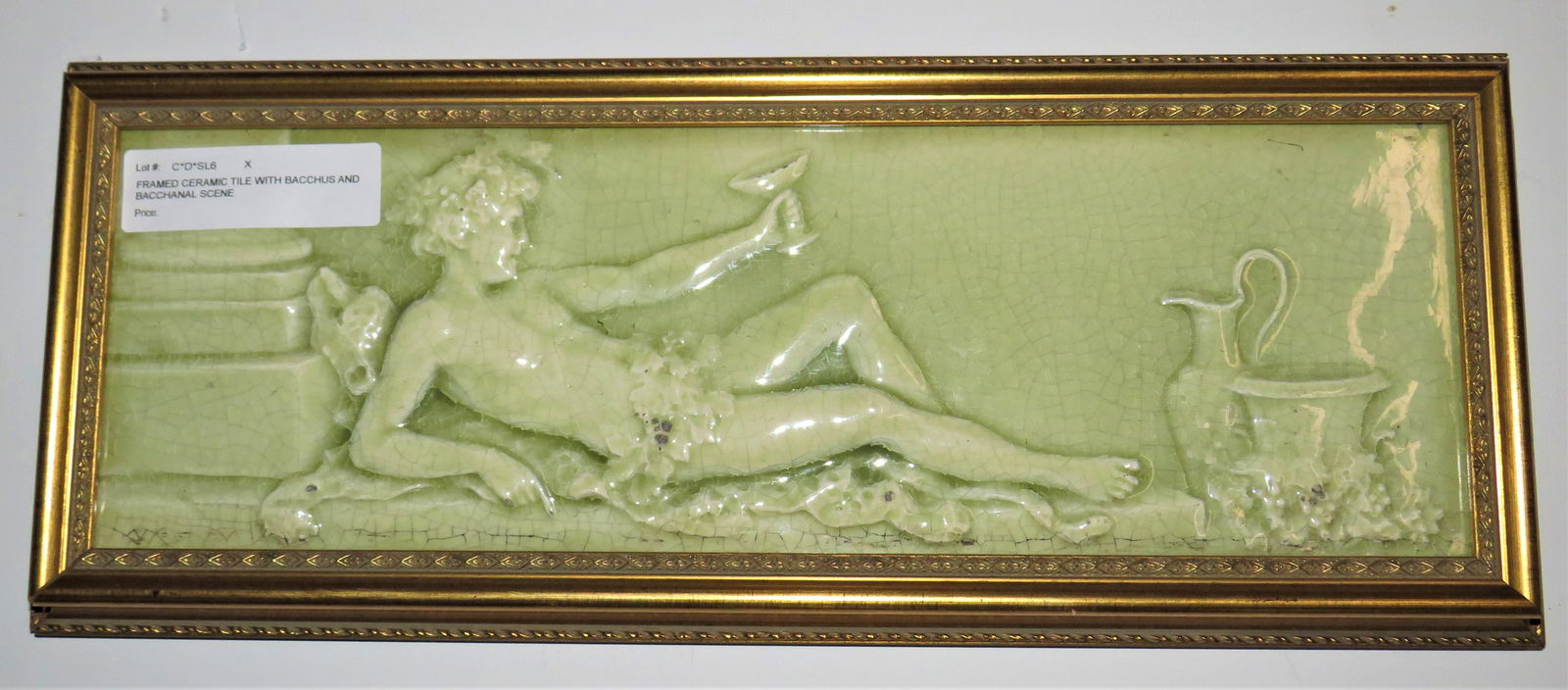 Antique American ceramic tile with reclining Bacchus (1 of 4)